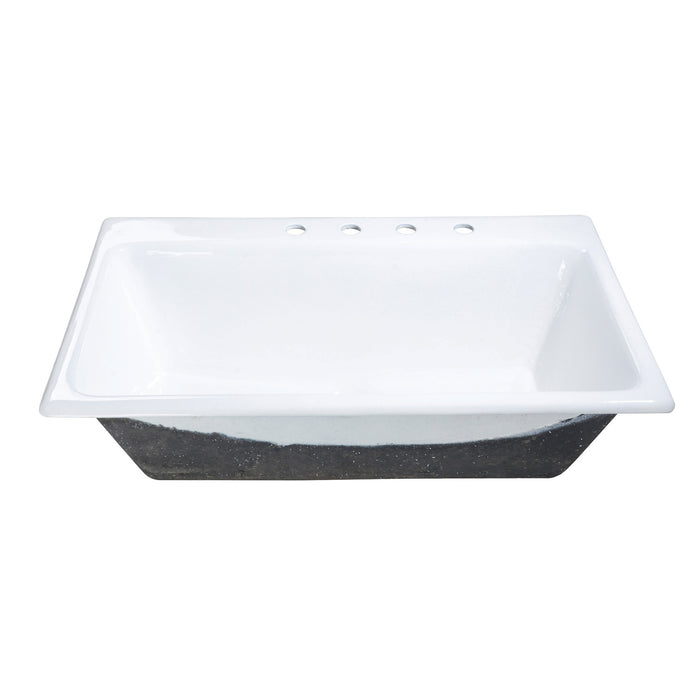 Towne GCKTS362211 36-Inch Cast Iron Self-Rimming 4-Hole Single Bowl Drop-In Kitchen Sink, White
