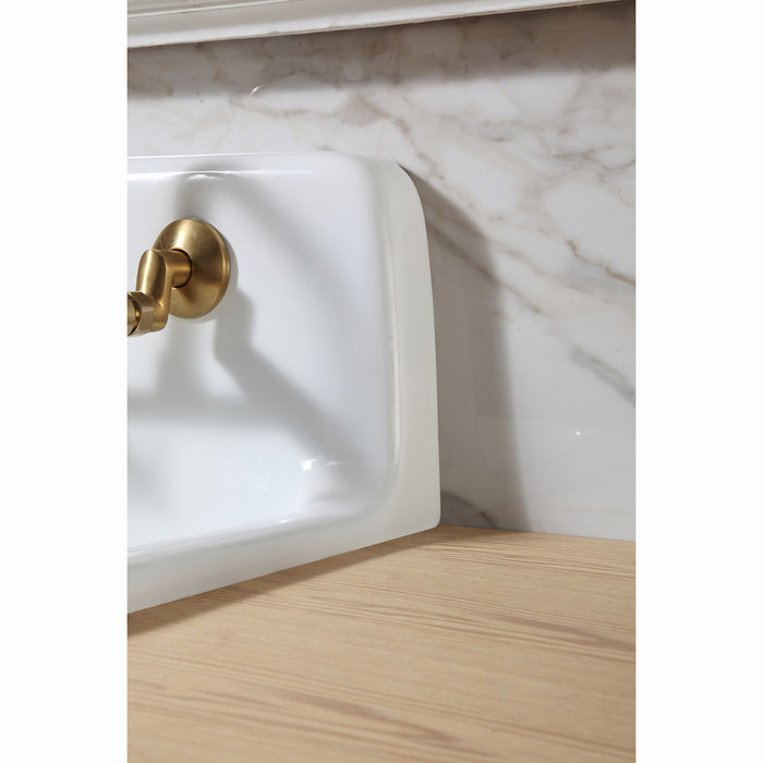 Petra Galley GCKWS221822 22-Inch Cast Iron Wall Mount 2-Hole Single Bowl Kitchen Sink, White