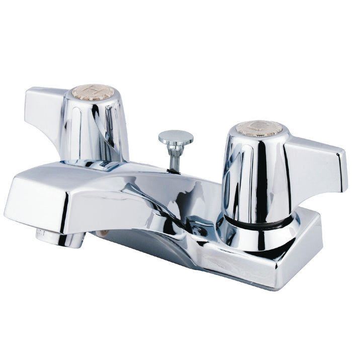 Columbia GKB100B Two-Handle 3-Hole Deck Mount 4" Centerset Bathroom Faucet with Brass Pop-Up, Polished Chrome