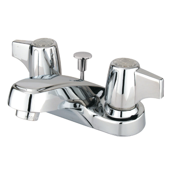 Americana GKB160 Two-Handle 3-Hole Deck Mount 4" Centerset Bathroom Faucet with Plastic Pop-Up, Polished Chrome