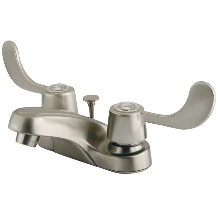 Vista GKB188B Two-Handle 3-Hole Deck Mount 4" Centerset Bathroom Faucet with Brass Pop-Up, Brushed Nickel