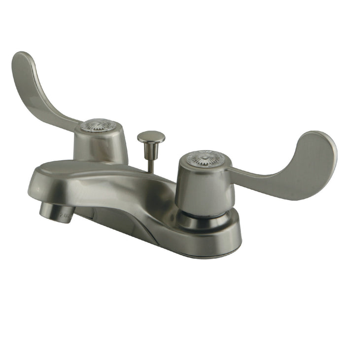 Vista GKB188 Two-Handle 3-Hole Deck Mount 4" Centerset Bathroom Faucet with Plastic Pop-Up, Brushed Nickel