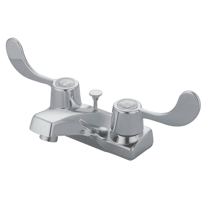 Americana GKB191B Two-Handle 3-Hole Deck Mount 4" Centerset Bathroom Faucet with Brass Pop-Up, Polished Chrome