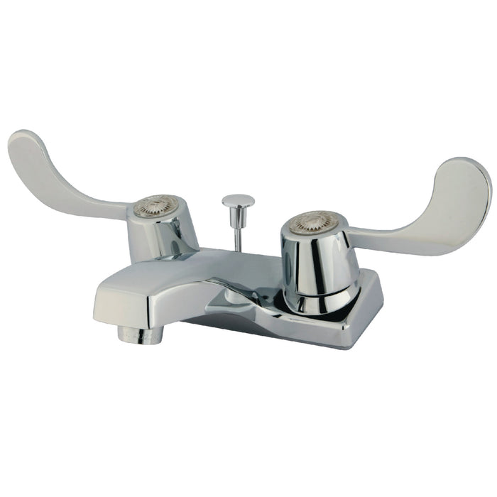Americana GKB191 Two-Handle 3-Hole Deck Mount 4" Centerset Bathroom Faucet with Plastic Pop-Up, Polished Chrome