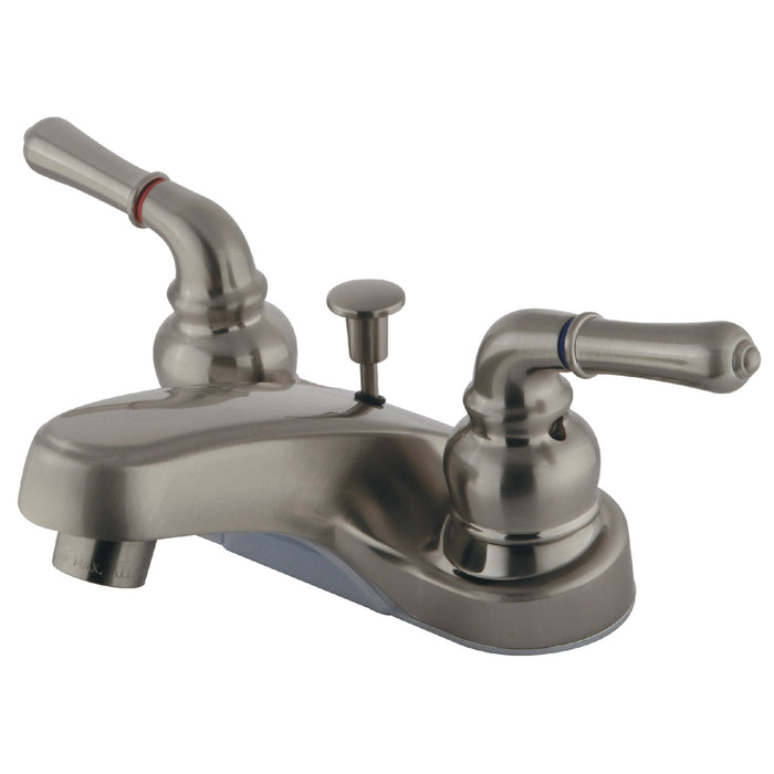 Magellan GKB258 Two-Handle 3-Hole Deck Mount 4" Centerset Bathroom Faucet with Plastic Pop-Up, Brushed Nickel