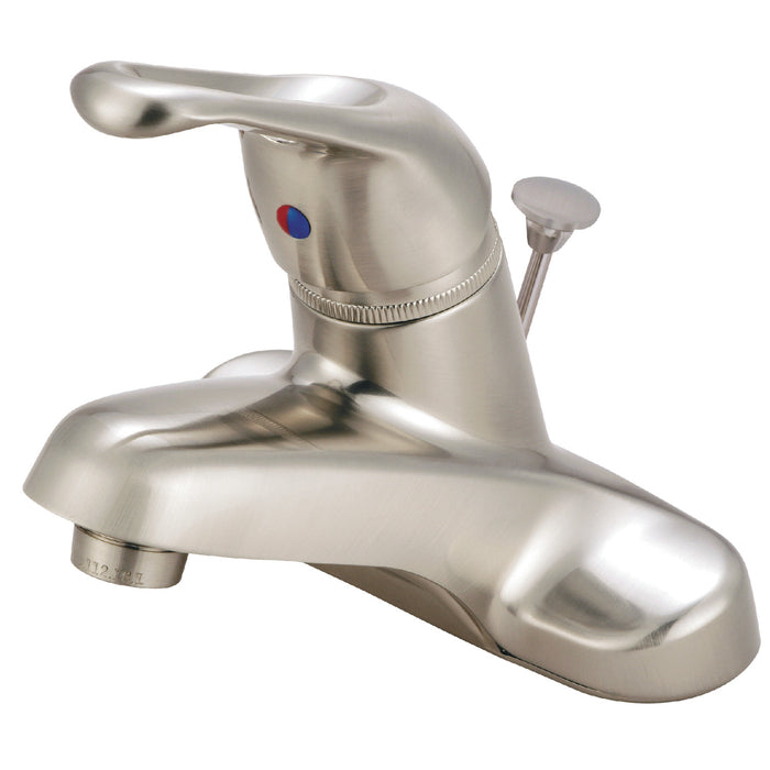 Wyndham GKB518B Single-Handle 3-Hole Deck Mount 4" Centerset Bathroom Faucet with Brass Pop-Up, Brushed Nickel