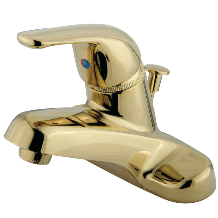 Chatham GKB542 Single-Handle 3-Hole Deck Mount 4" Centerset Bathroom Faucet with Plastic Pop-Up, Polished Brass