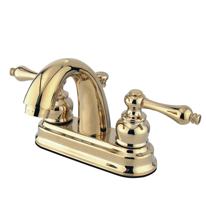 Restoration GKB5612AL Two-Handle 3-Hole Deck Mount 4" Centerset Bathroom Faucet with Plastic Pop-Up, Polished Brass