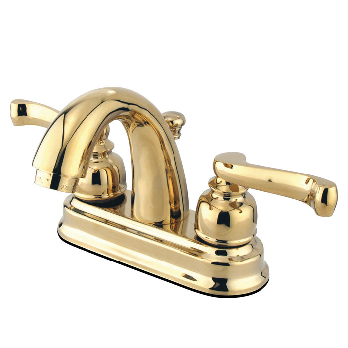 Royale GKB5612FL Two-Handle 3-Hole Deck Mount 4" Centerset Bathroom Faucet with Plastic Pop-Up, Polished Brass