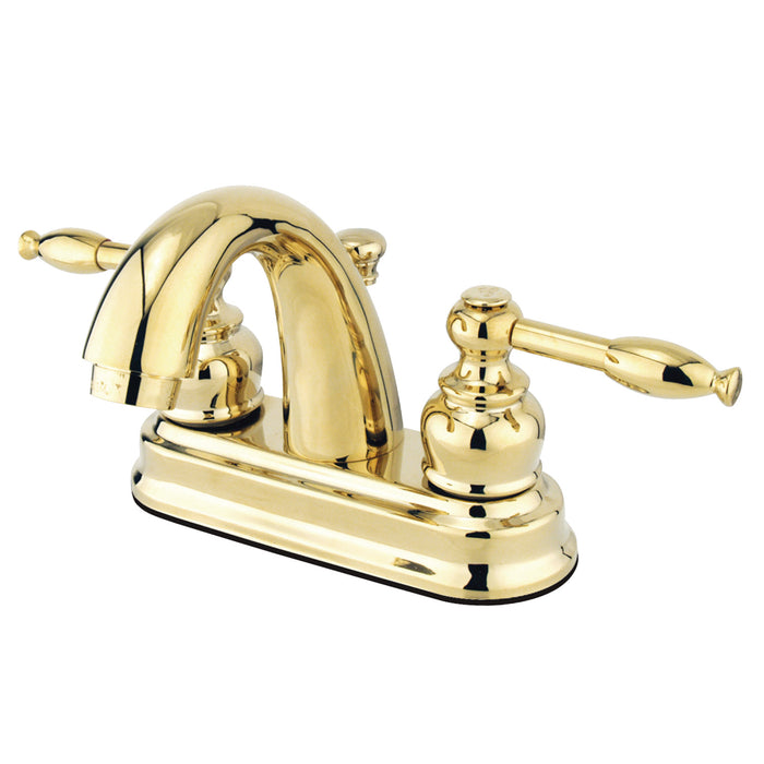 Knight GKB5612KL Two-Handle 3-Hole Deck Mount 4" Centerset Bathroom Faucet with Plastic Pop-Up, Polished Brass