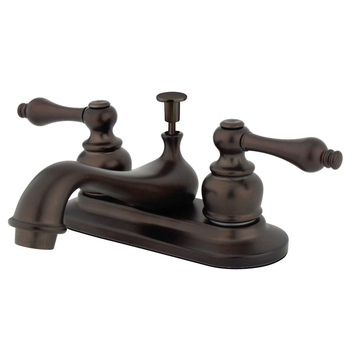 Restoration GKB605AL Two-Handle 3-Hole Deck Mount 4" Centerset Bathroom Faucet with Plastic Pop-Up, Oil Rubbed Bronze