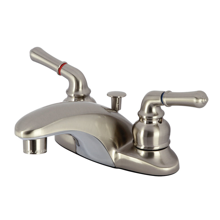 Magellan GKB628 Two-Handle 3-Hole Deck Mount 4" Centerset Bathroom Faucet with Plastic Pop-Up, Brushed Nickel