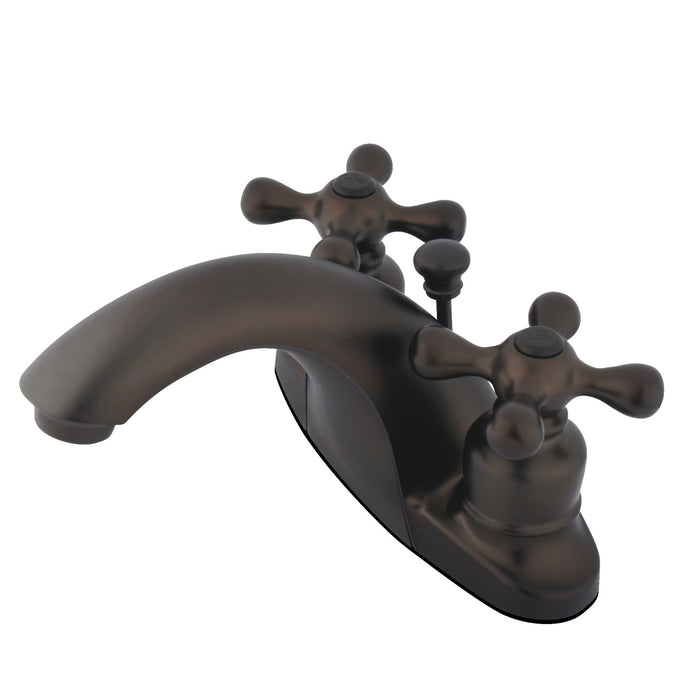 English Country GKB7645AX Two-Handle 3-Hole Deck Mount 4" Centerset Bathroom Faucet with Plastic Pop-Up, Oil Rubbed Bronze