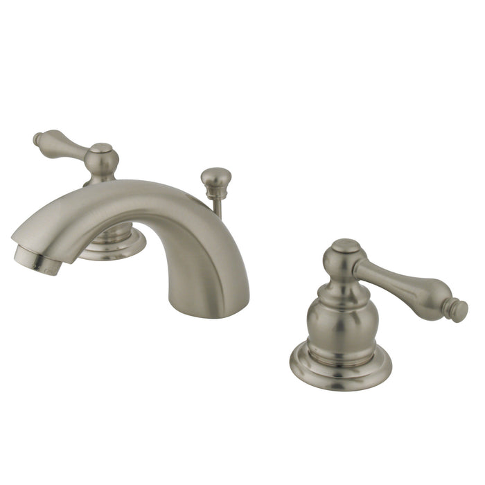 Magellan GKB948AL Two-Handle 3-Hole Deck Mount Mini-Widespread Bathroom Faucet with Plastic Pop-Up, Brushed Nickel
