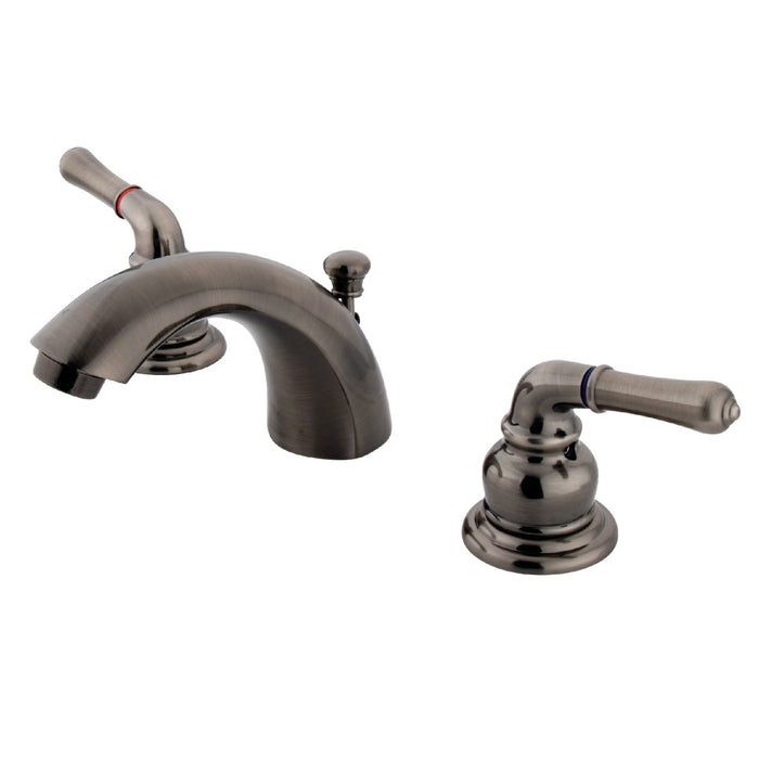 Magellan GKB953 Two-Handle 3-Hole Deck Mount Mini-Widespread Bathroom Faucet with Plastic Pop-Up, Black Stainless