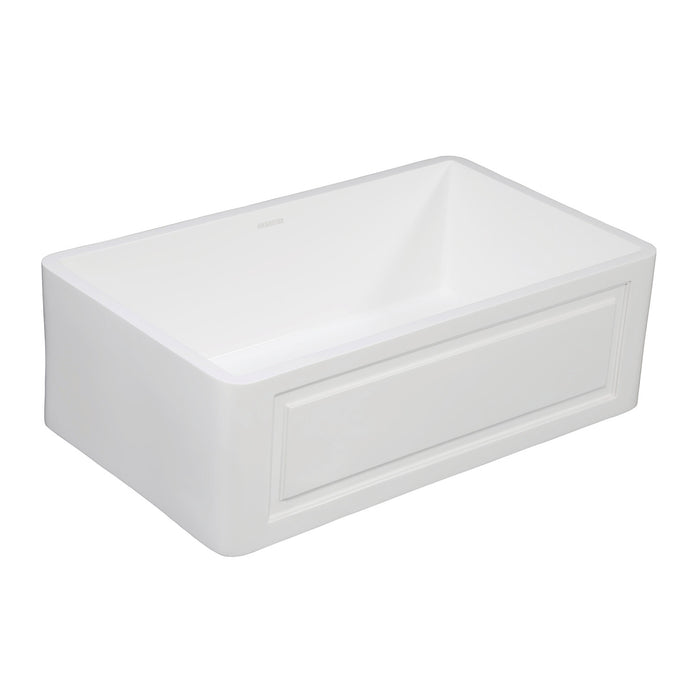 Arcticstone GKFA331810LD 33-Inch Solid Surface White Stone Apron-Front Single Bowl Farmhouse Kitchen Sink, Matte White