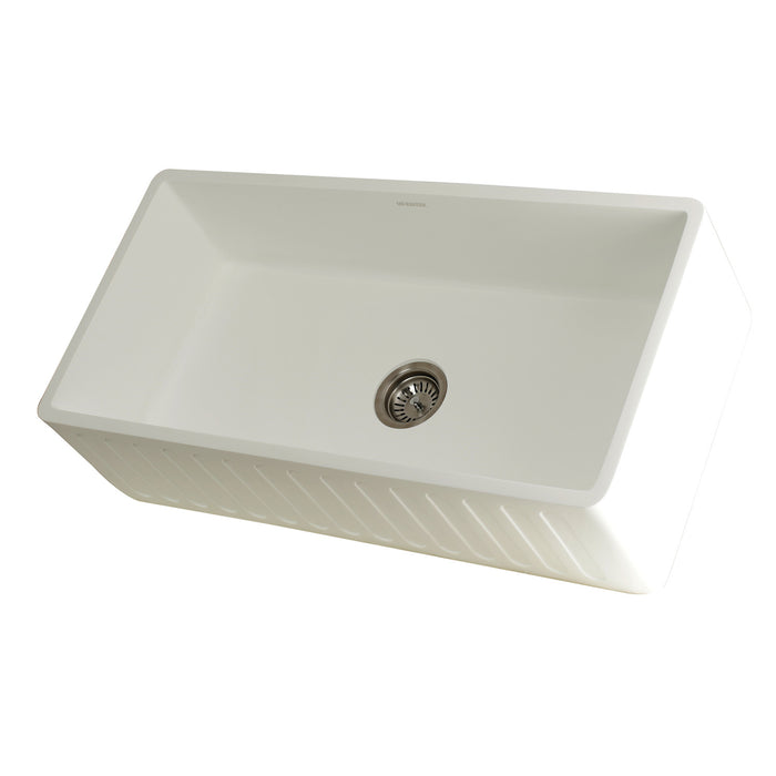 Arcticstone GKFA361810RM 36-Inch Solid Surface White Stone Apron-Front Single Bowl Farmhouse Kitchen Sink, Matte White