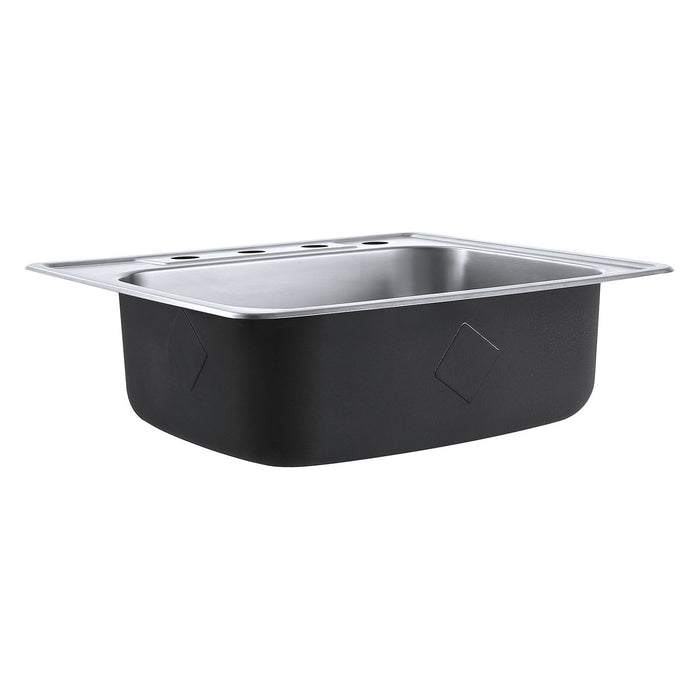 Studio GKTS25228 25-Inch Stainless Steel Self-Rimming 4-Hole Single Bowl Drop-In Kitchen Sink, Brushed