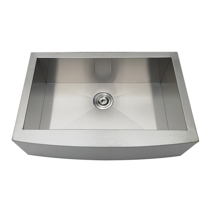 Uptowne GKTSF30209 30-Inch Stainless Steel Apron-Front Single Bowl Farmhouse Kitchen Sink, Brushed