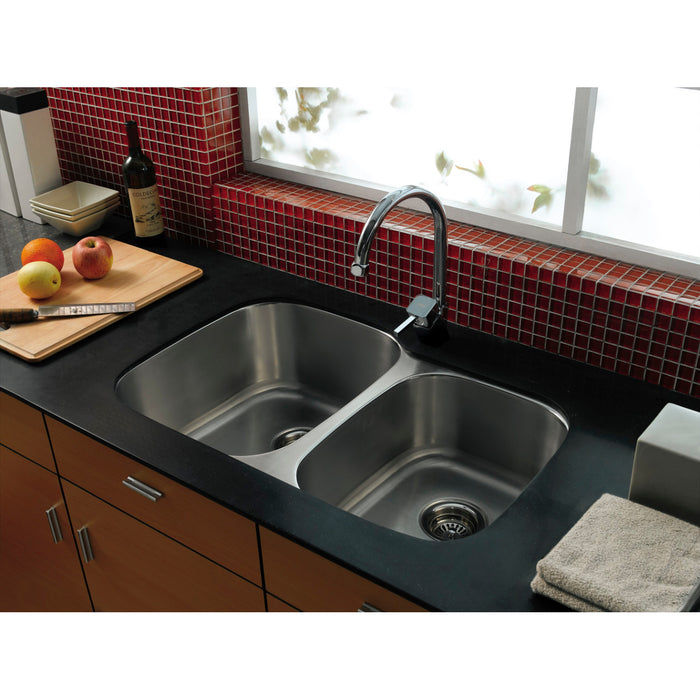 Loft GKUD32194 32-Inch Stainless Steel Undermount Double Bowl Kitchen Sink, Brushed