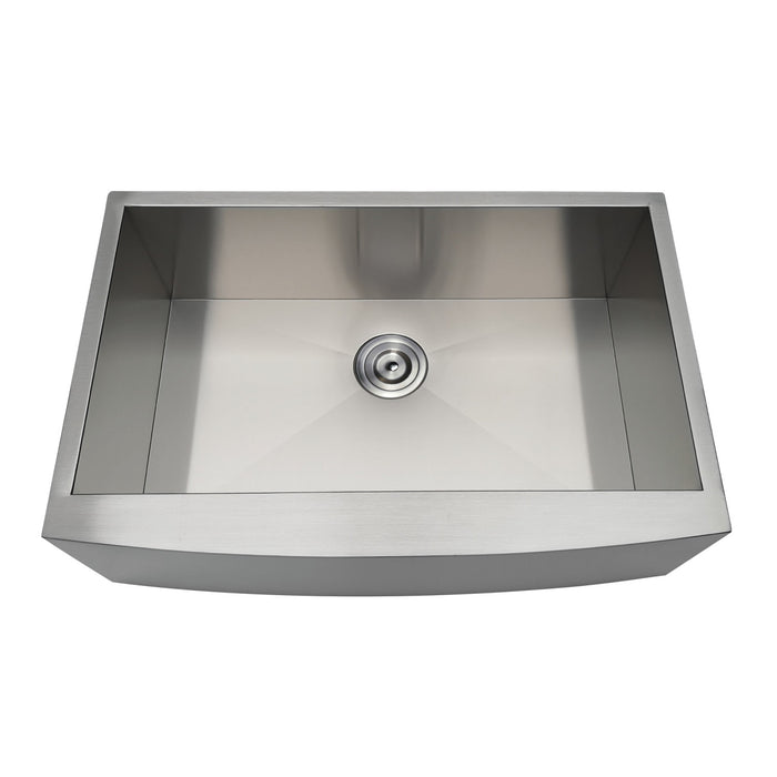 Uptowne GKUSF30209 30-Inch Stainless Steel Apron-Front Single Bowl Farmhouse Kitchen Sink, Brushed