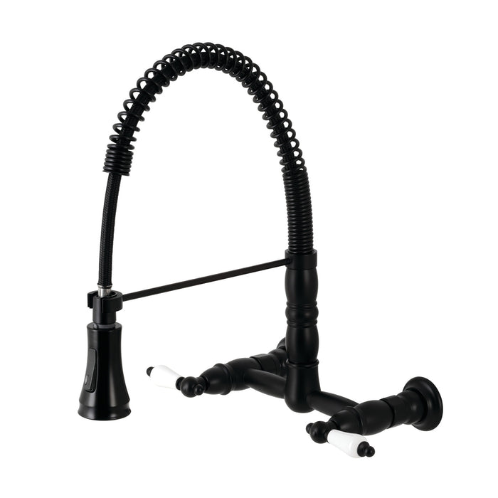 Heritage GS1240PL Wall Mount Pull-Down Sprayer Kitchen Faucet, Matte Black