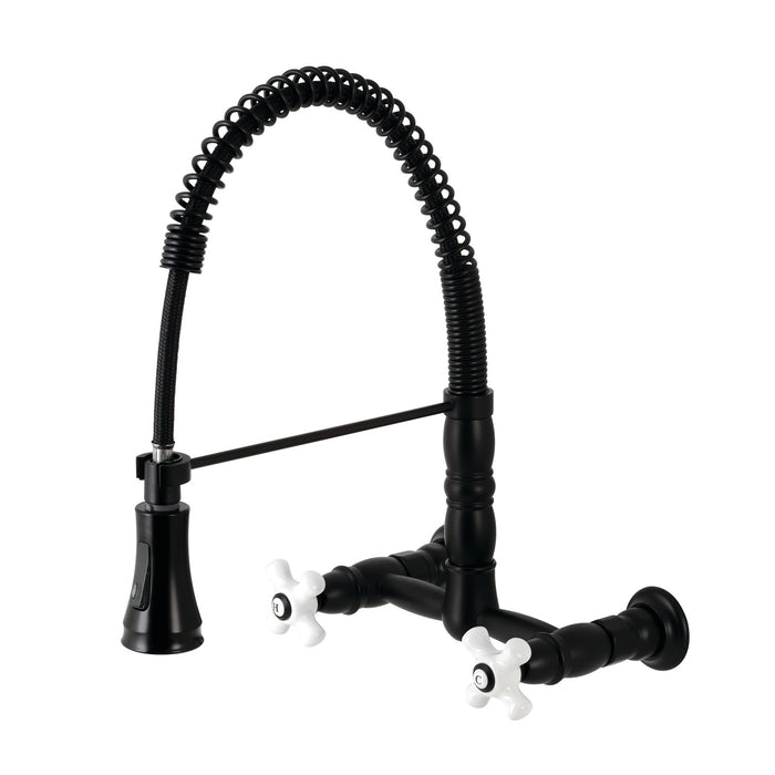Heritage GS1240PX Wall Mount Pull-Down Sprayer Kitchen Faucet, Matte Black