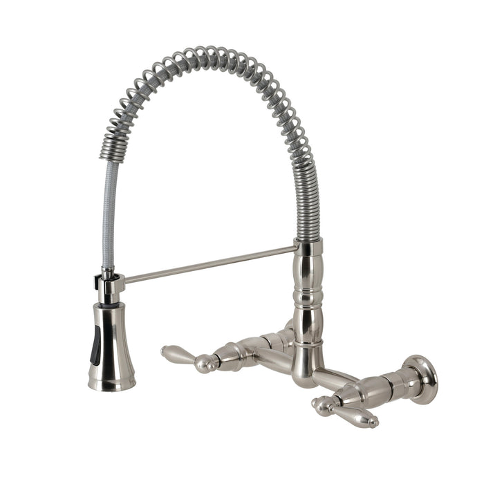 Heritage GS1248AL Wall Mount Pull-Down Sprayer Kitchen Faucet, Brushed Nickel
