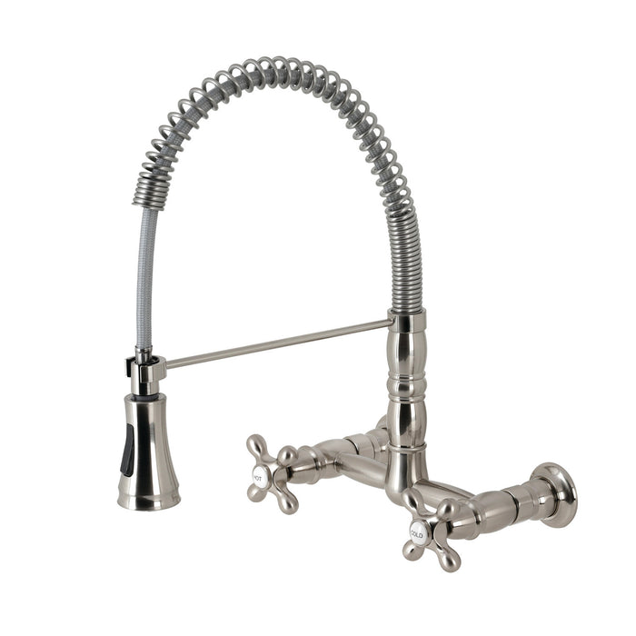 Heritage GS1248AX Wall Mount Pull-Down Sprayer Kitchen Faucet, Brushed Nickel
