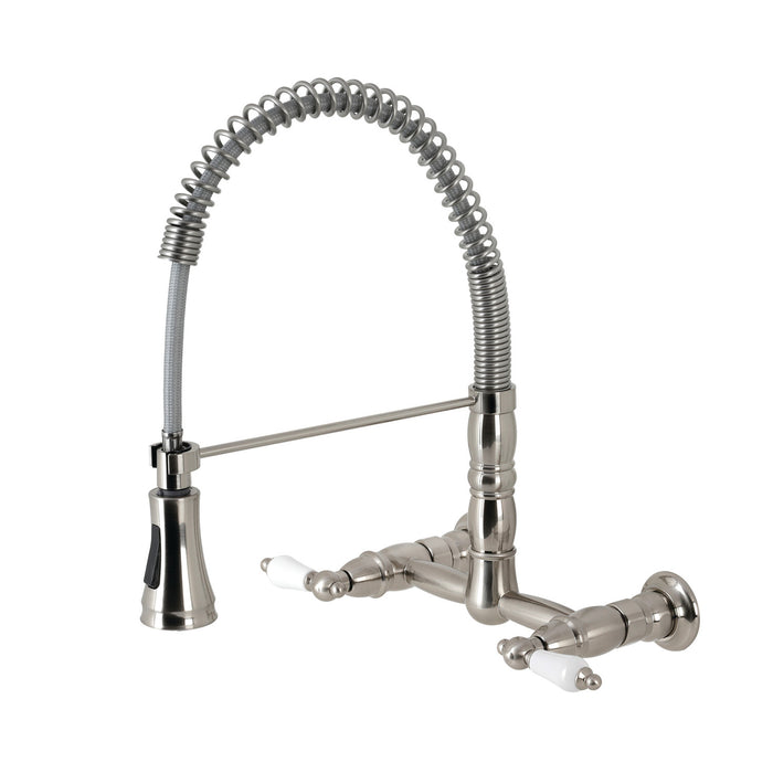 Heritage GS1248PL Wall Mount Pull-Down Sprayer Kitchen Faucet, Brushed Nickel