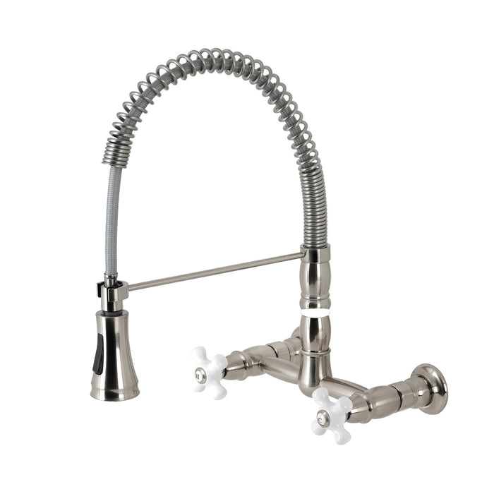 Heritage GS1248PX Wall Mount Pull-Down Sprayer Kitchen Faucet, Brushed Nickel