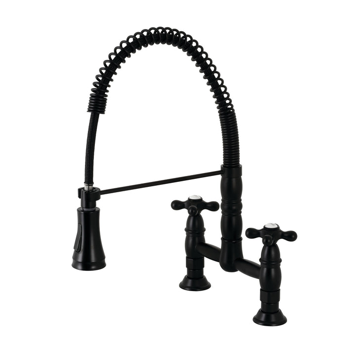 Heritage GS1270AX Two-Handle 2-Hole Deck Mount Pull-Down Sprayer Kitchen Faucet, Matte Black