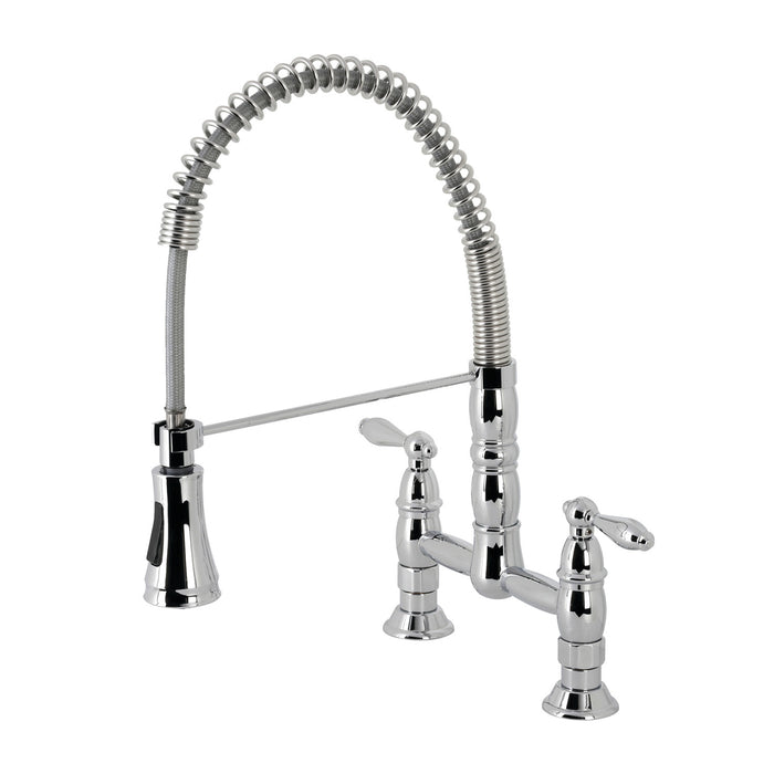Heritage GS1271AL Two-Handle 2-Hole Deck Mount Pull-Down Sprayer Kitchen Faucet, Polished Chrome