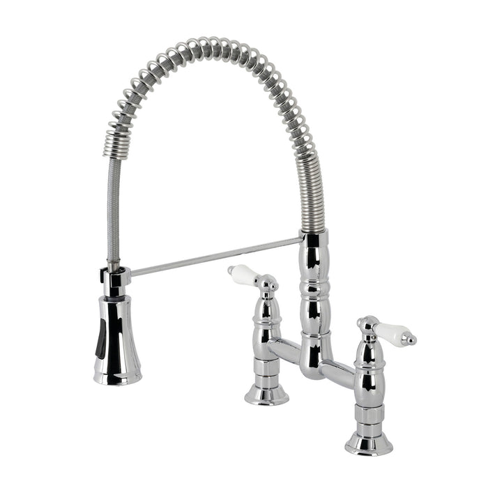 Heritage GS1271PL Two-Handle 2-Hole Deck Mount Pull-Down Sprayer Kitchen Faucet, Polished Chrome