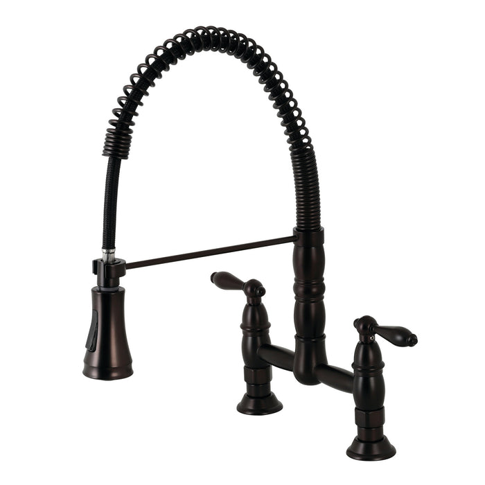 Heritage GS1275AL Two-Handle 2-Hole Deck Mount Pull-Down Sprayer Kitchen Faucet, Oil Rubbed Bronze