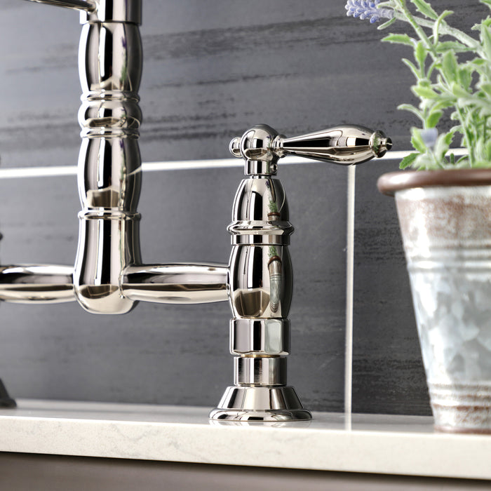 Heritage GS1276AL Two-Handle 2-Hole Deck Mount Pull-Down Sprayer Kitchen Faucet, Polished Nickel
