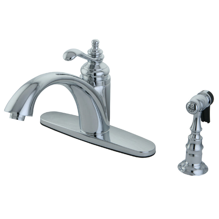 Templeton GS6571TLBS Single-Handle 2-or-4 Hole Deck Mount Kitchen Faucet with Side Sprayer, Polished Chrome