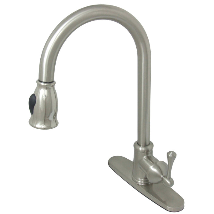 Vintage GS7888BL Single-Handle 1-or-3 Hole Deck Mount Pull-Down Sprayer Kitchen Faucet, Brushed Nickel