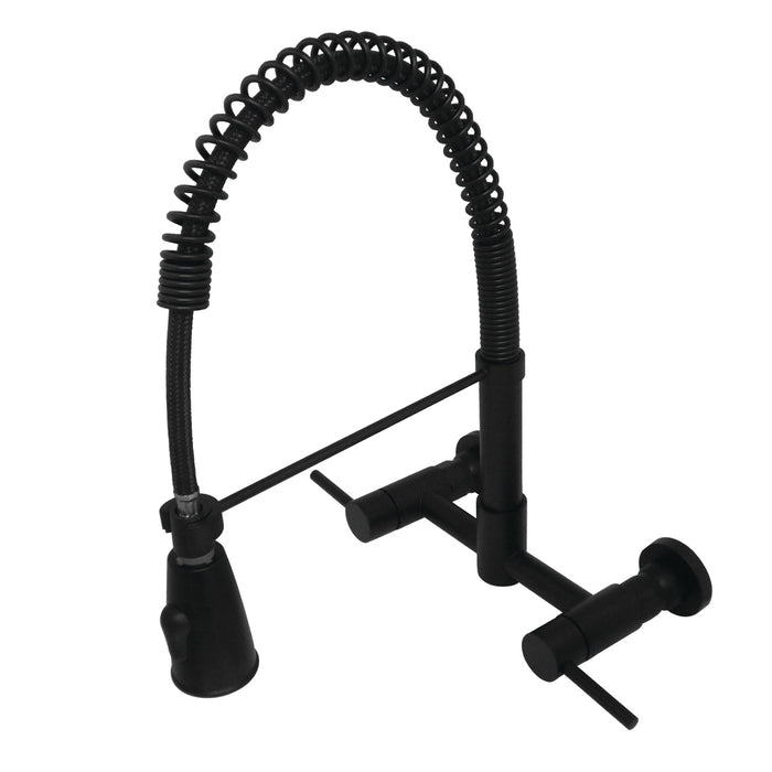 Concord GS8280DL Two-Handle 2-Hole Wall Mount Pull-Down Sprayer Kitchen Faucet, Matte Black