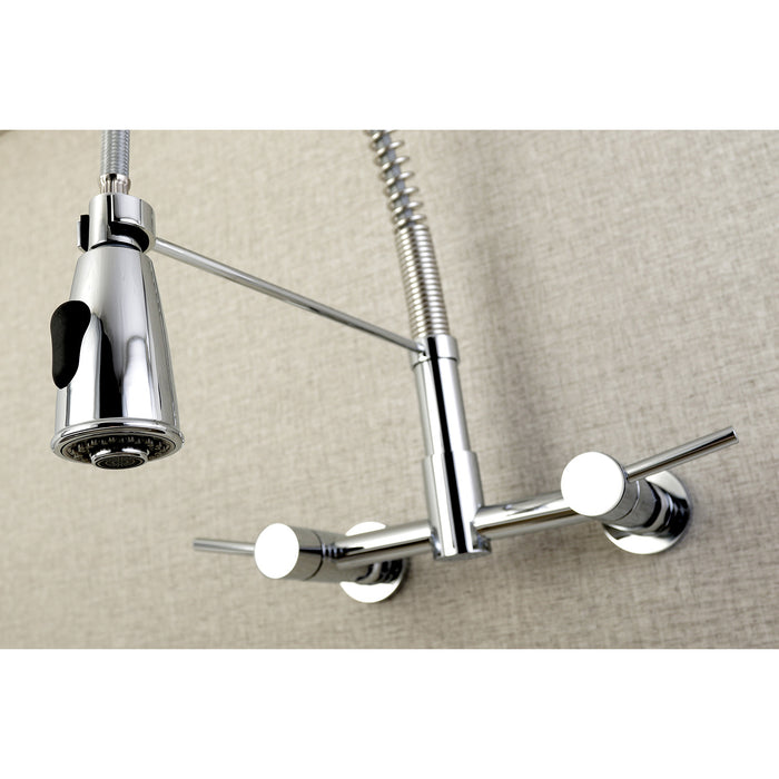 Concord GS8281DL Two-Handle 2-Hole Wall Mount Pull-Down Sprayer Kitchen Faucet, Polished Chrome