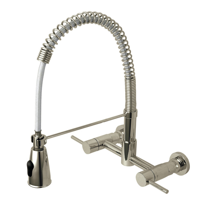 Concord GS8288DL Two-Handle 2-Hole Wall Mount Pull-Down Sprayer Kitchen Faucet, Brushed Nickel