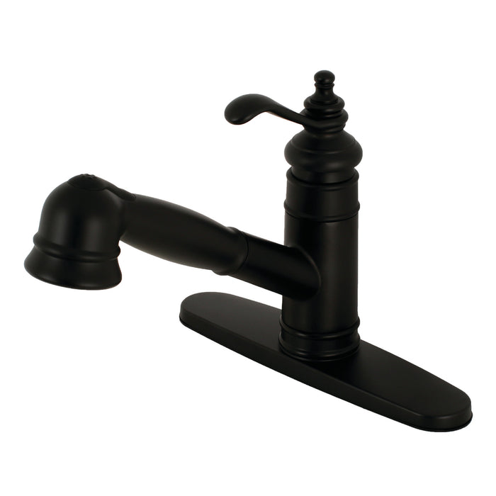 Templeton GSC7570TL Single-Handle 1-or-3 Hole Deck Mount Pull-Out Sprayer Kitchen Faucet, Matte Black