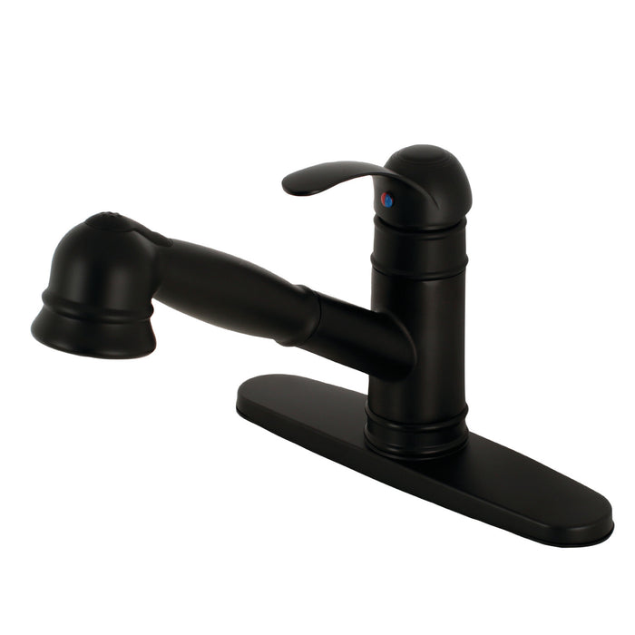 Eden GSC7570WEL Single-Handle 1-or-3 Hole Deck Mount Pull-Out Sprayer Kitchen Faucet, Matte Black