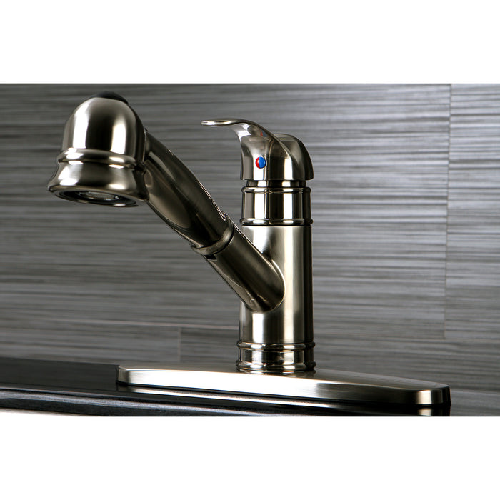 Eden GSC7578WEL Single-Handle 1-or-3 Hole Deck Mount Pull-Out Sprayer Kitchen Faucet, Brushed Nickel