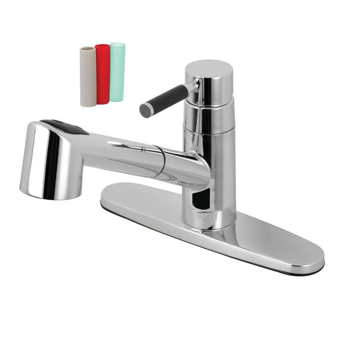 Kaiser GSC8571DKL Single-Handle 1-or-3 Hole Deck Mount Pull-Out Sprayer Kitchen Faucet, Polished Chrome