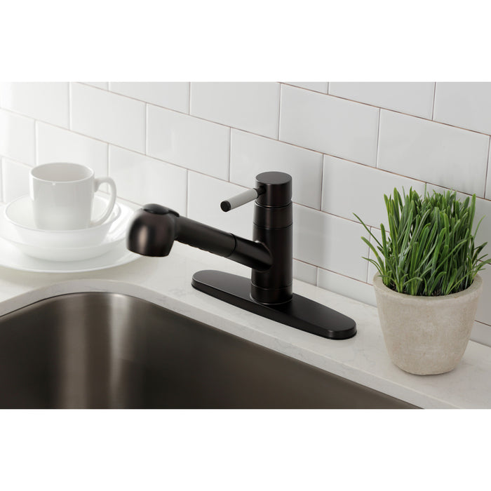 Kaiser GSC885DKLSP Single-Handle 1-or-3 Hole Deck Mount Pull-Out Sprayer Kitchen Faucet, Oil Rubbed Bronze