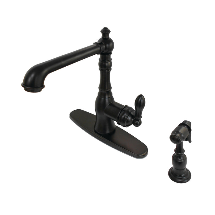 American Classic GSY7205ACLBS Single-Handle 2-or-4 Hole Deck Mount Kitchen Faucet with Brass Sprayer, Oil Rubbed Bronze