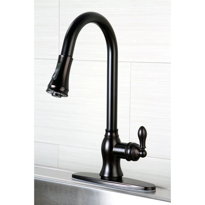 American Classic GSY7775ACL Single-Handle 1-or-3 Hole Deck Mount Pull-Down Sprayer Kitchen Faucet, Oil Rubbed Bronze