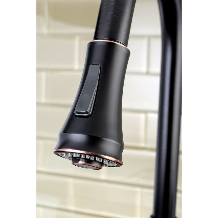 American Classic GSY7776ACL Single-Handle 1-or-3 Hole Deck Mount Pull-Down Sprayer Kitchen Faucet, Naples Bronze