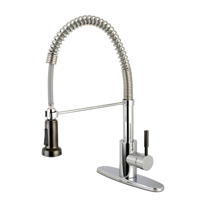 Kaiser GSY8881DKL Single-Handle 1-or-3 Hole Deck Mount Pre-Rinse Kitchen Faucet, Polished Chrome/Black Stainless Steel